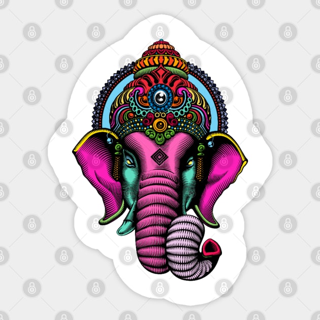 psychedelic elephant Sticker by MARK ASHKENAZI